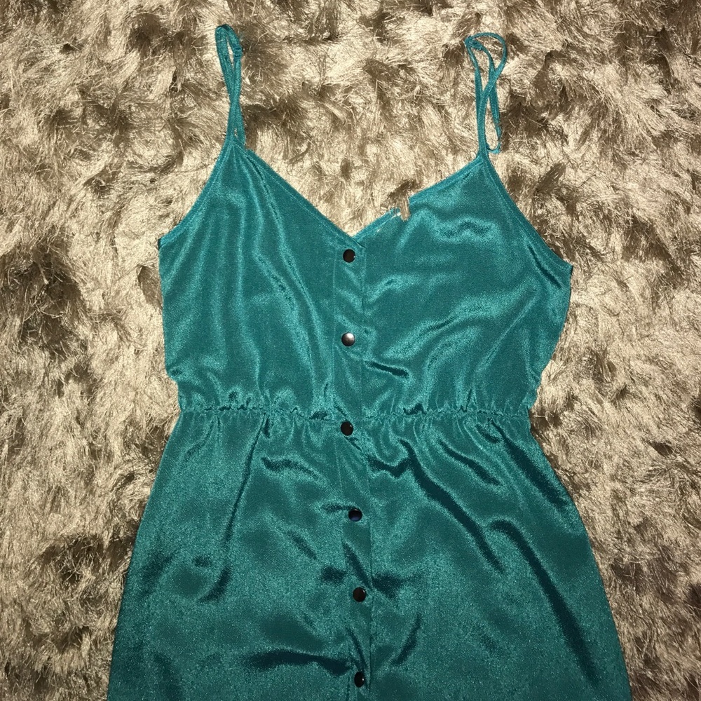 Petticoat Alley Teal Satin High-Low Dress